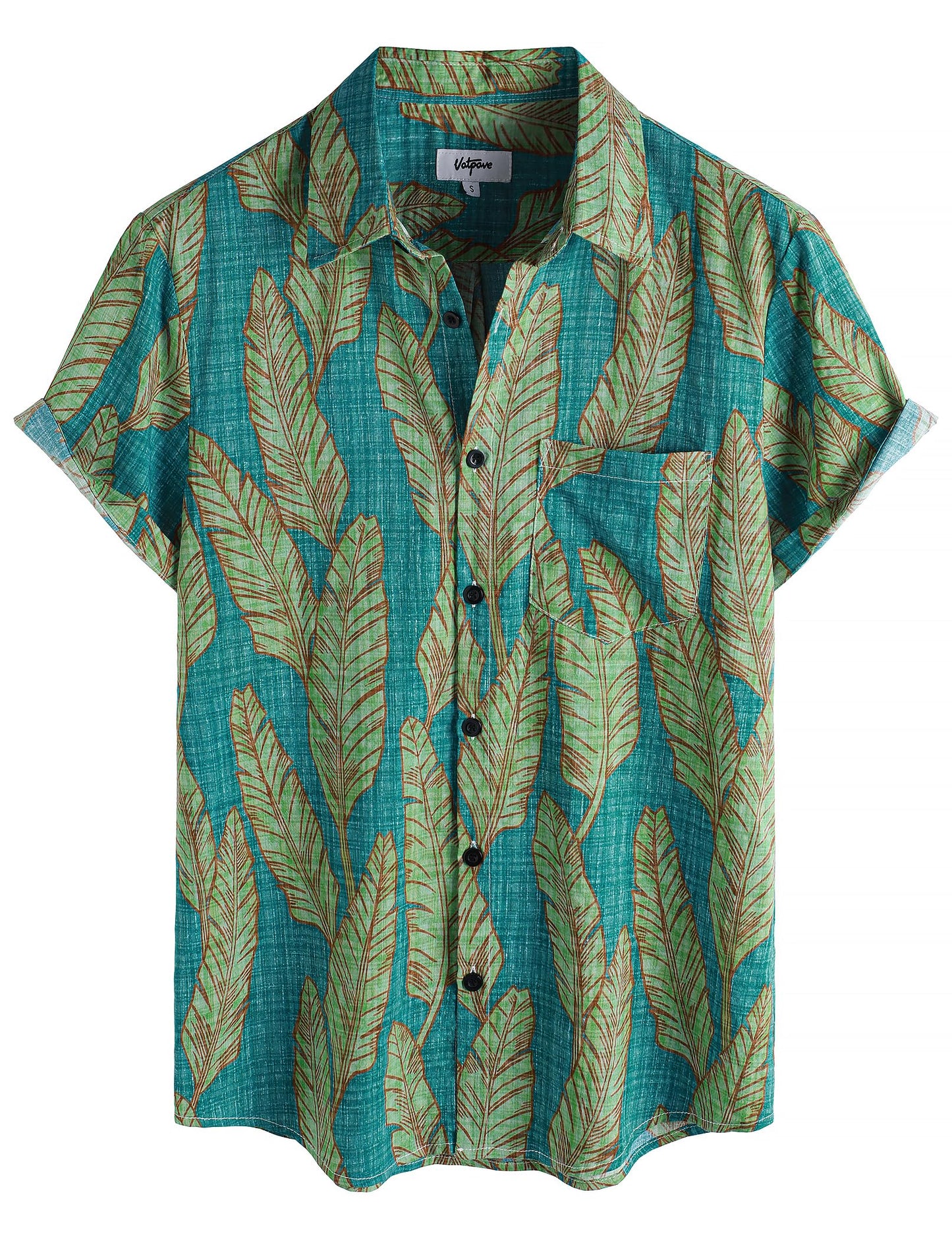 HOTVATPAVE Mens Hawaiian Shirts Casual Summer Short Sleeve Button Down Shirts | Beach, Floral, Front Pocket, Cotton, Tropical, Vacation, Vintage, Printed, Cruise, Collared, Aloha, Party, Reverse Fabric