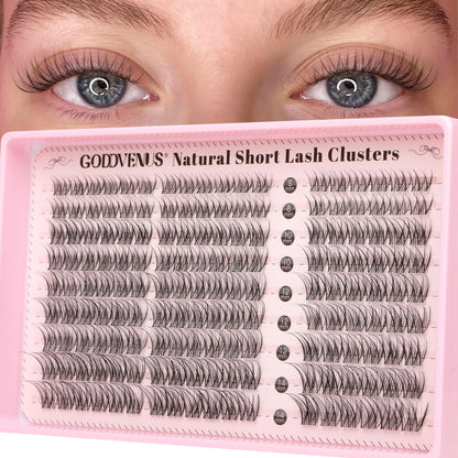 HOTGoddvenus Lash Clusters Kit Wispy Eyelash Clusters Lashes Natural DIY Lash Extension Kit 10-16mm Cluster Eyelash Extensions Kit 300pcs C Curl Individual Lashes Cluster Eyelash (No Tweezers)