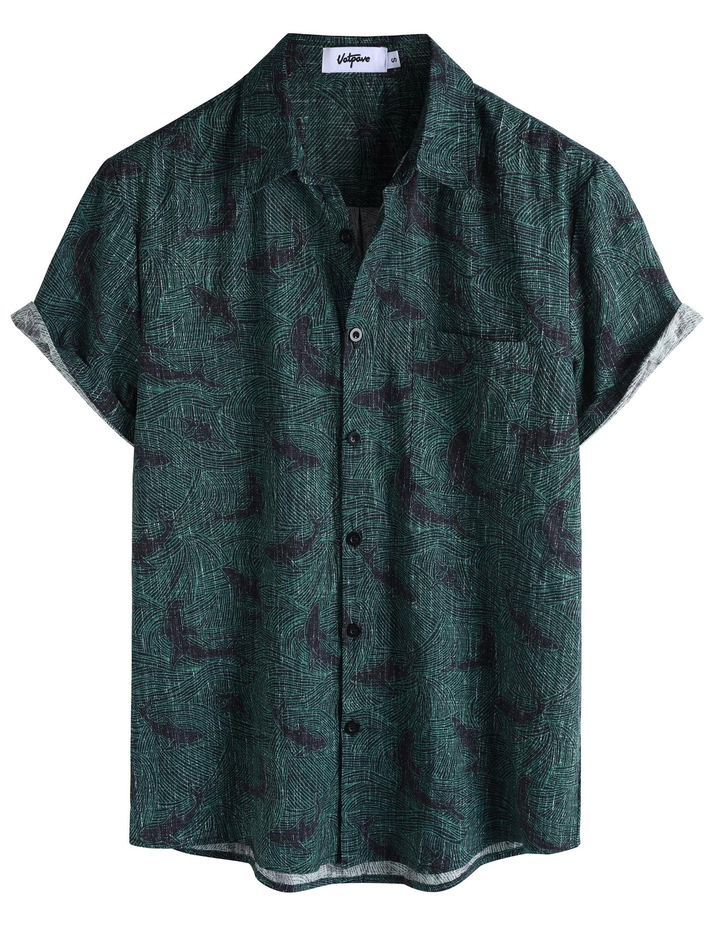 HOTVATPAVE Mens Hawaiian Shirts Casual Summer Short Sleeve Button Down Shirts | Beach, Floral, Front Pocket, Cotton, Tropical, Vacation, Vintage, Printed, Cruise, Collared, Aloha, Party, Reverse Fabric