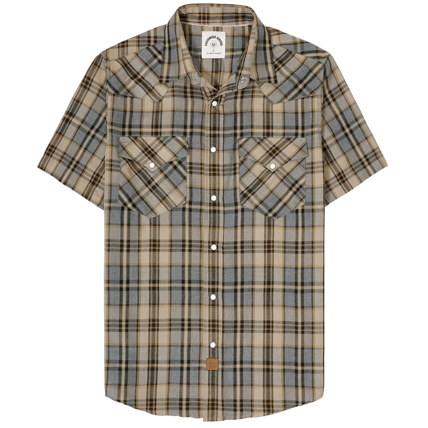 HOTDubinik® Viscose Made from Bamboo Mens Short Sleeve Shirts Plaid Shirt Western Cowboy Pearl Snap Casual Plaid Shirts for Men