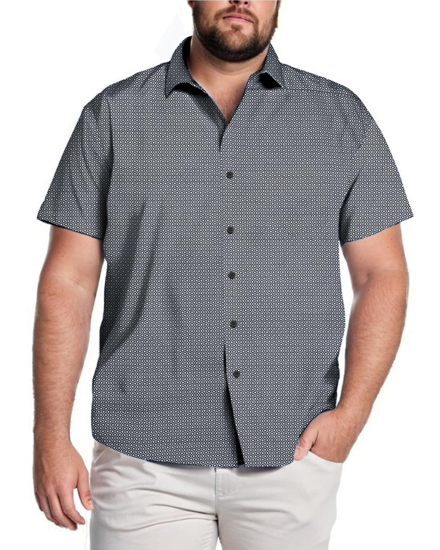 HOTCOOFANDY Big & Tall Shirts for Men Short Sleeve Button Down Casual Dress Shirts