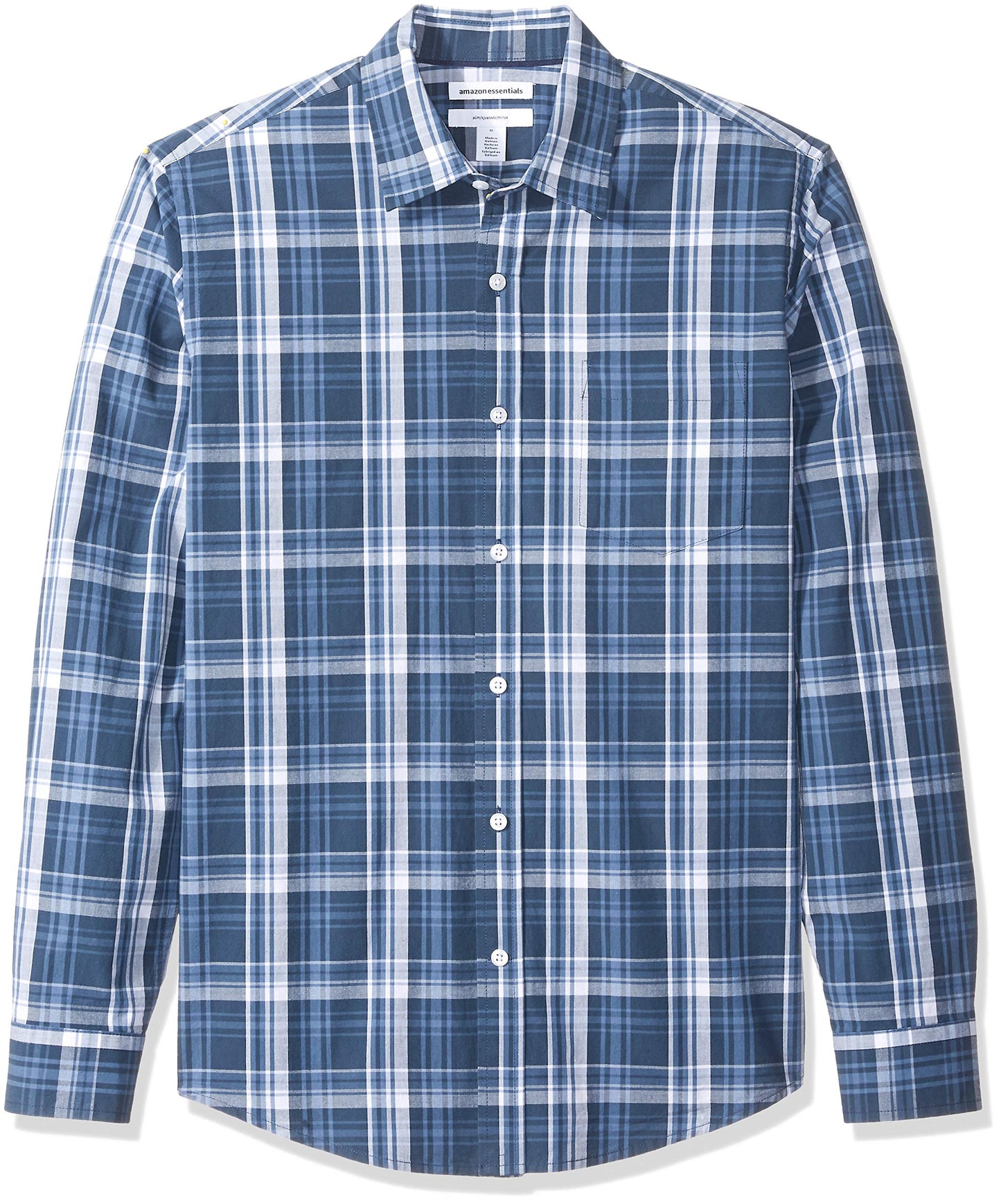 HOTAmazon Essentials Men's Regular-Fit Long-Sleeve Casual Poplin Shirt, Button Front, Business Casual, Collared