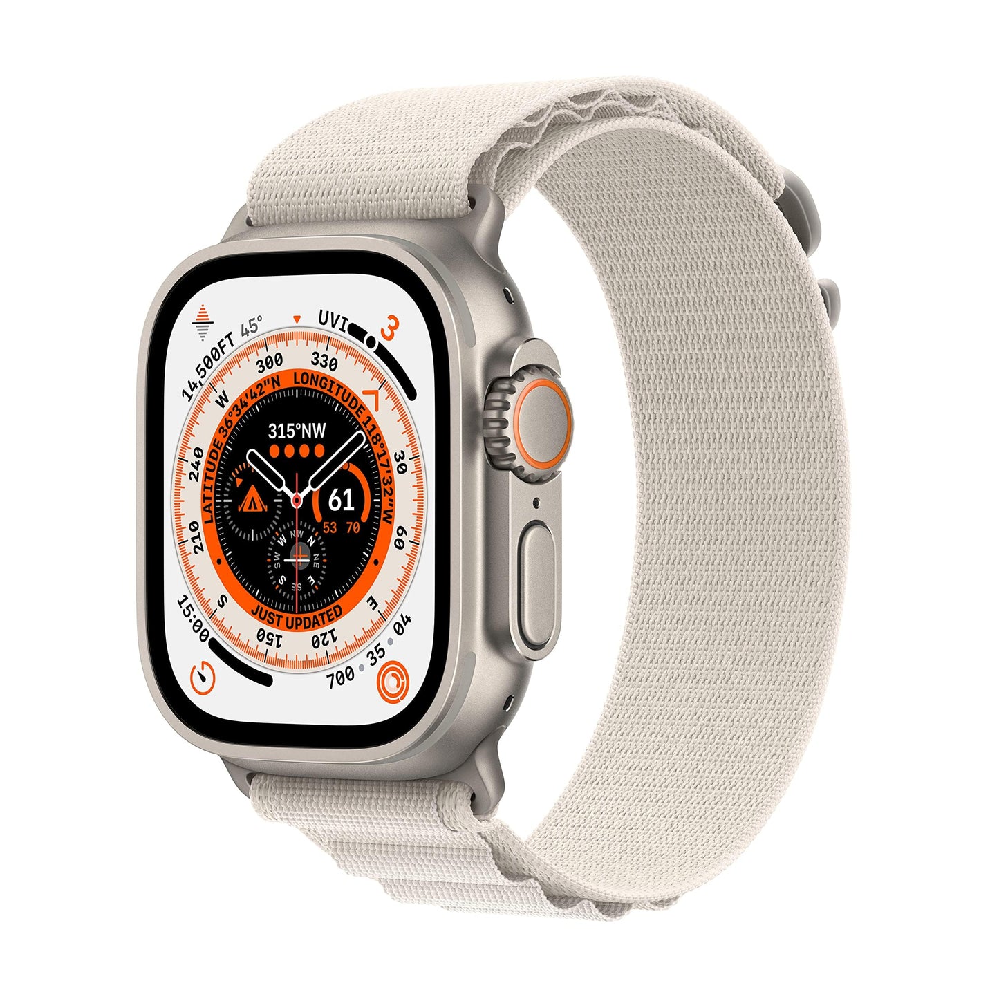 HOTApple Watch Ultra [GPS + Cellular 49mm] Titanium Case with Green Alpine Loop, Large (Renewed)