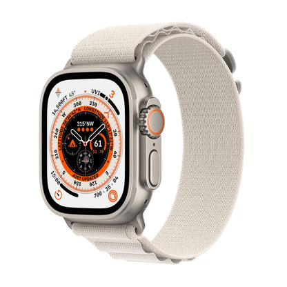 HOTApple Watch Ultra [GPS + Cellular 49mm] Titanium Case with Green Alpine Loop, Large (Renewed)