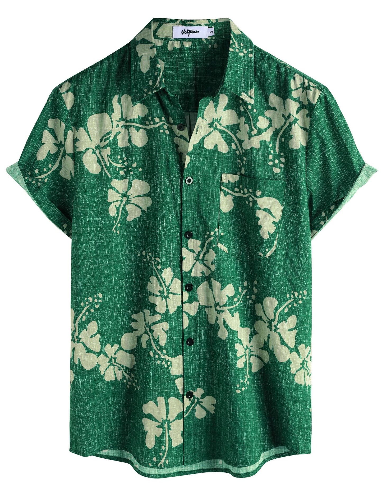 HOTVATPAVE Mens Hawaiian Shirts Casual Summer Short Sleeve Button Down Shirts | Beach, Floral, Front Pocket, Cotton, Tropical, Vacation, Vintage, Printed, Cruise, Collared, Aloha, Party, Reverse Fabric