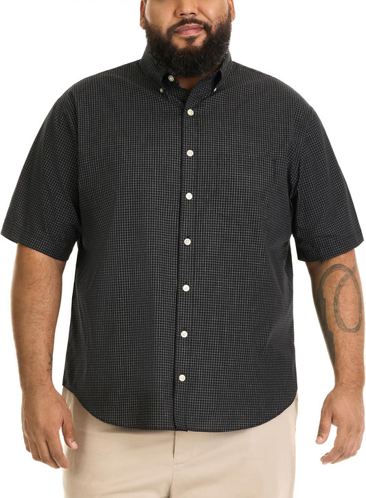 HOTVan Heusen Men's Big and Tall Wrinkle Free Short Sleeve Button Down Shirt, No-Tuck Length, Comfortable Stretch Fabric