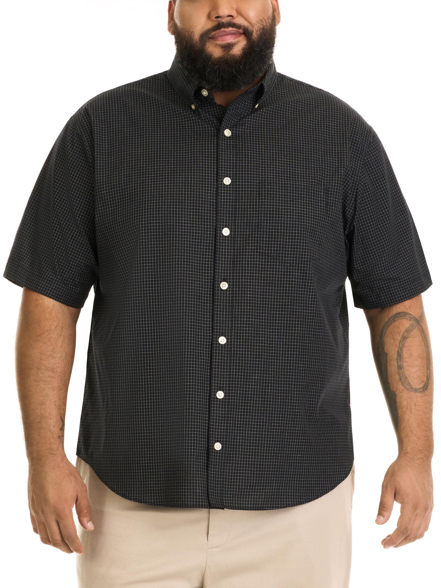 HOTVan Heusen Men's Big and Tall Wrinkle Free Short Sleeve Button Down Shirt, No-Tuck Length, Comfortable Stretch Fabric