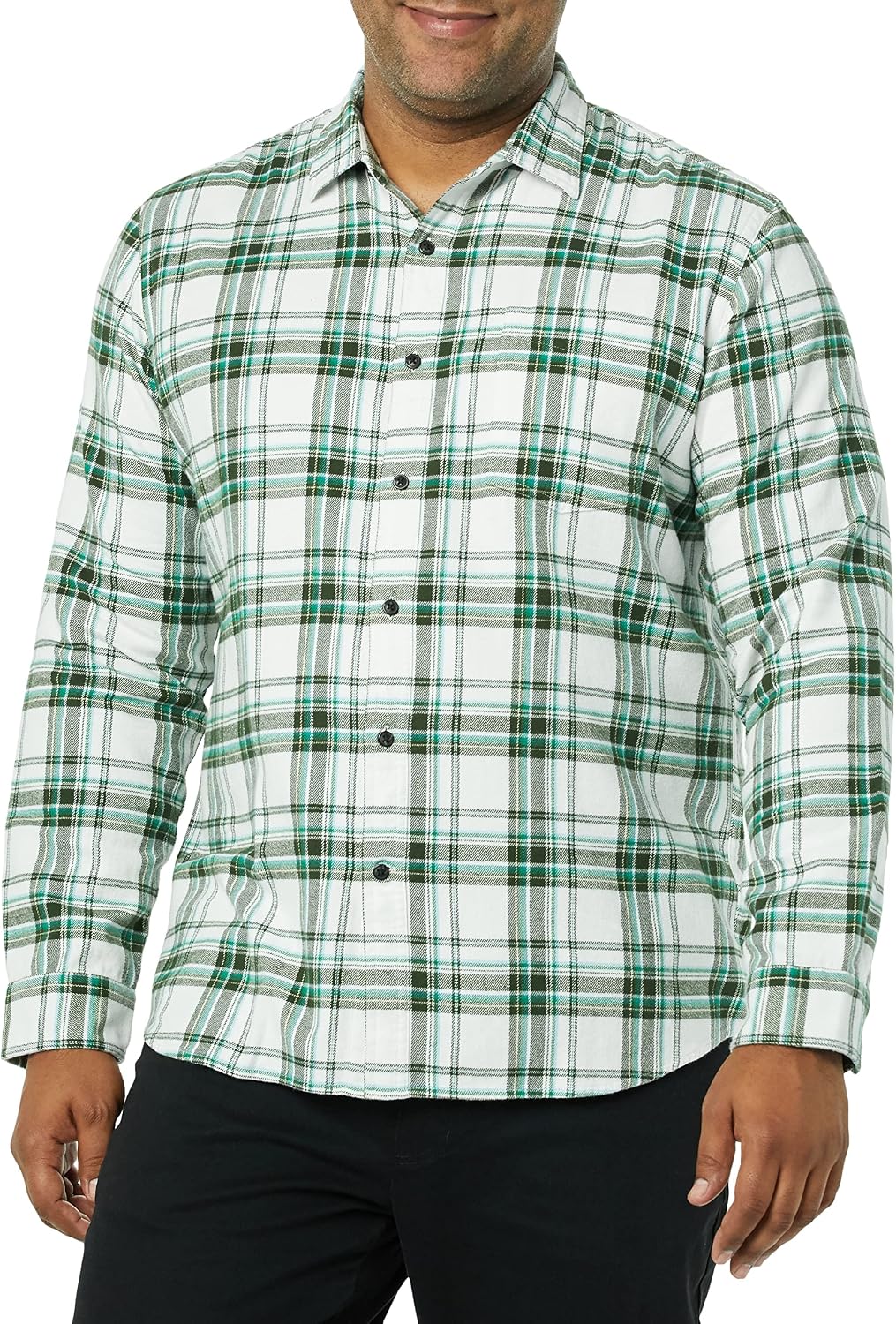 HOTAmazon Essentials Men's Slim-Fit Flannel Shirt, Long Sleeve Button Down Plaid