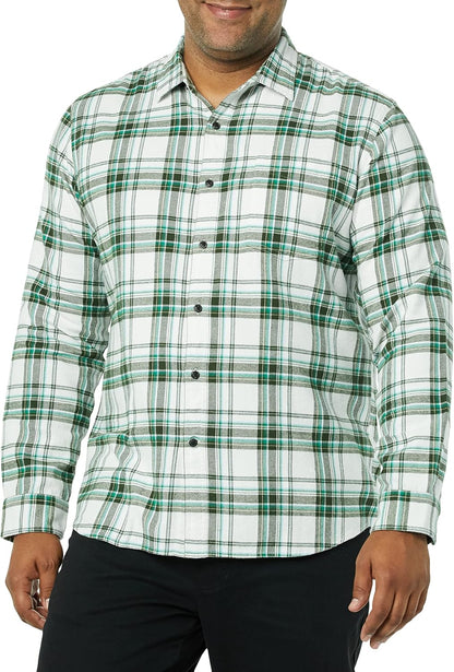 HOTAmazon Essentials Men's Slim-Fit Flannel Shirt, Long Sleeve Button Down Plaid