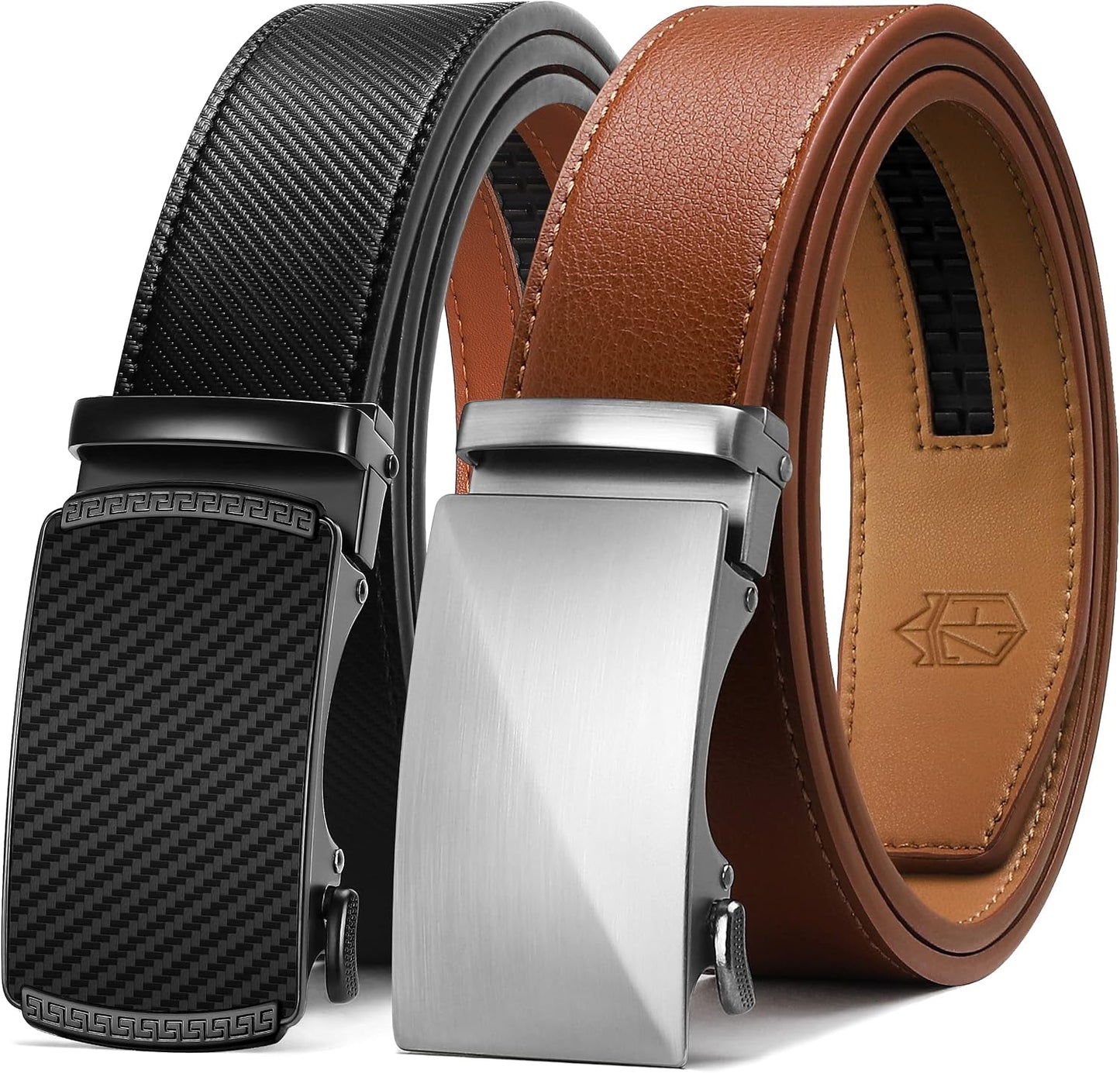 HOTZitahli Ratchet Belt for Men - 2 Packs Leather Mens belt For Gift Men Dress and Casual,Trim to Fit