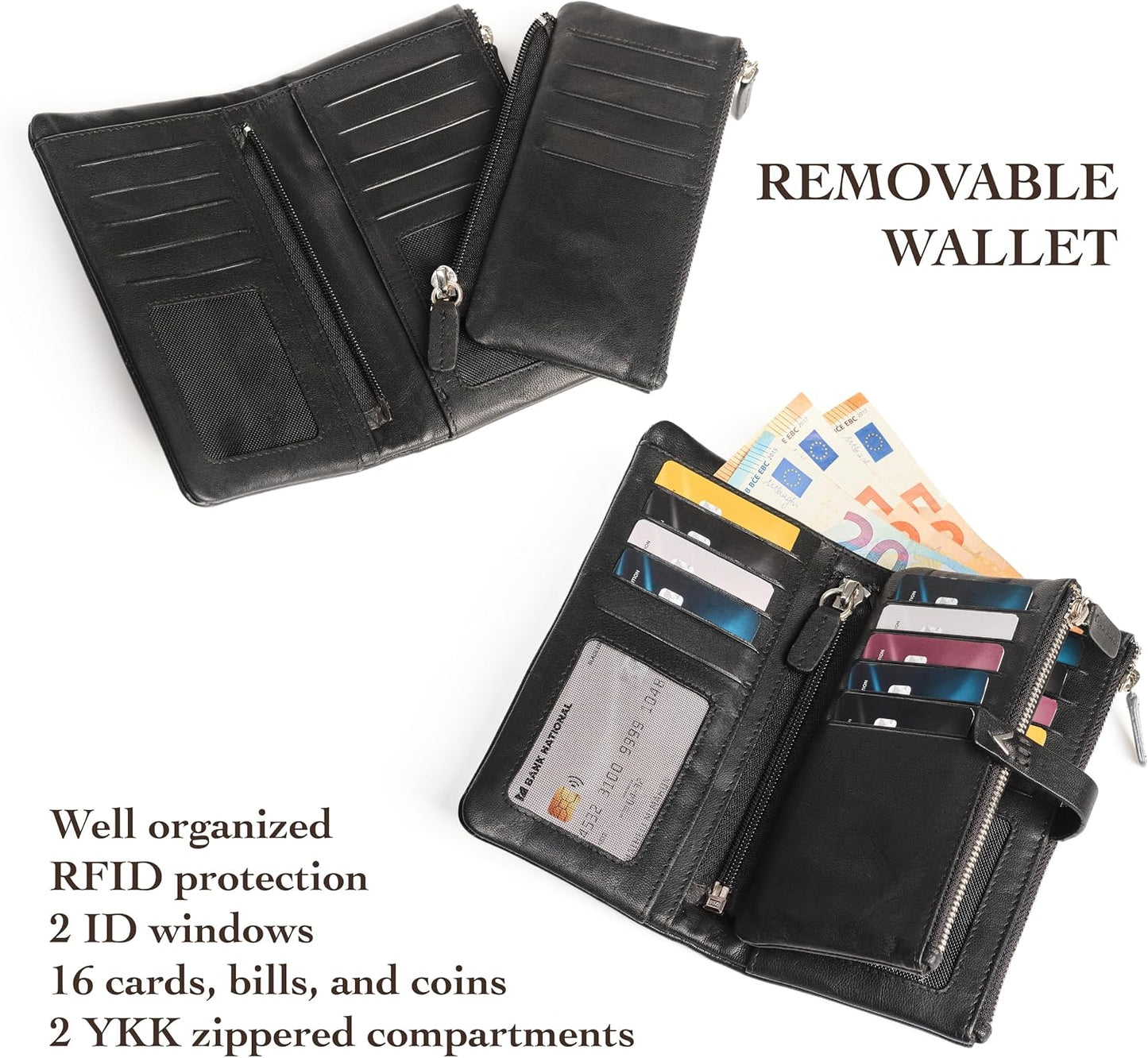 HOTPurses for Women Genuine Soft Leather Wallet - Leather Wallet for Women - Ladies Purse Handmade with RFID Wallet- Womens Purse Perfect for Gift