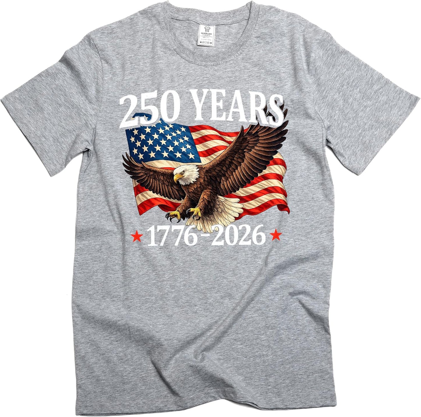 HOTSilver Lake T-shirts 250 Years US Independence Day T-Shirt 4th of July 1776-2026 Patriotic Tee