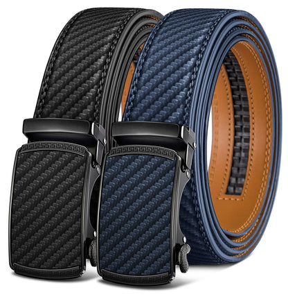 HOTBULLIANT Men Belts 2 Pack,Ratchet Sliding Belt Adjustable For Gift Mens Dress Casual 1 3/8",Cut for Fit