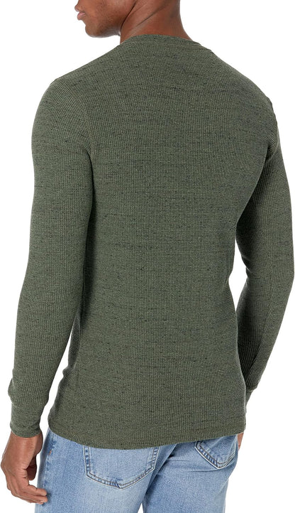 HOTAmazon Essentials Men's Long Sleeve Waffle Henley Shirt