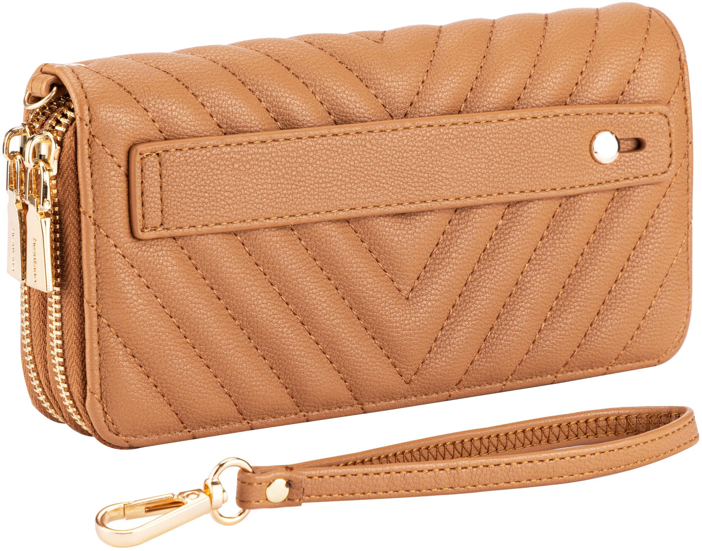 HOTB BRENTANO Vegan Leather Double Zipper Pocket Wallet with Grip Hand Strap (BLUE GLITTER)
