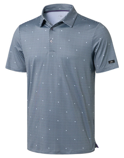 HOTObla Mens Golf Polo Shirts Short Sleeve Dry Fit Performance Moisture Wicking Casual Print Collared Golf Shirts for Men