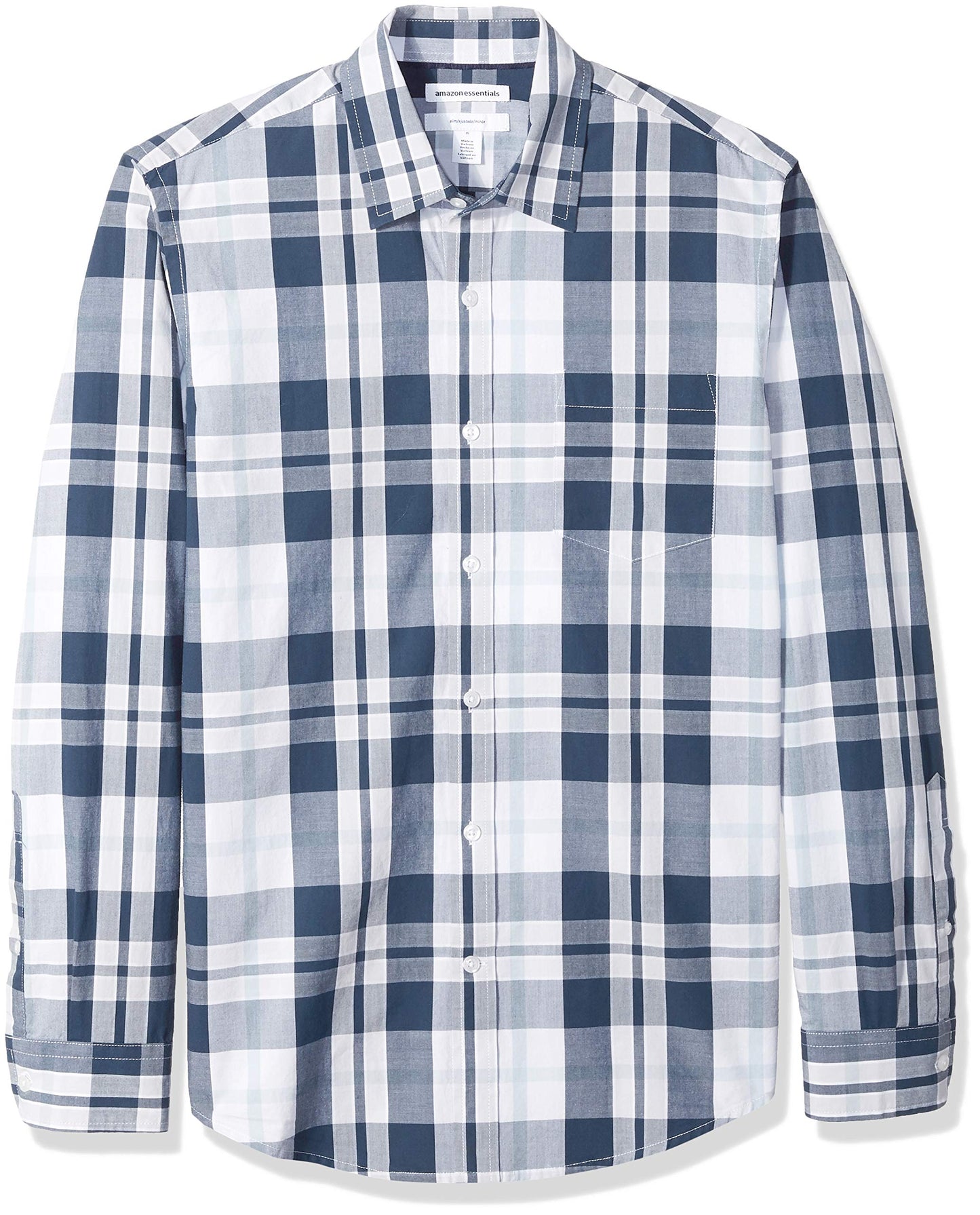 HOTAmazon Essentials Men's Regular-Fit Long-Sleeve Casual Poplin Shirt, Button Front, Business Casual, Collared