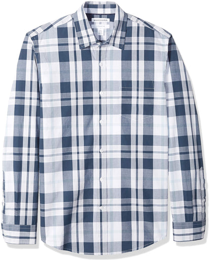 HOTAmazon Essentials Men's Regular-Fit Long-Sleeve Casual Poplin Shirt, Button Front, Business Casual, Collared