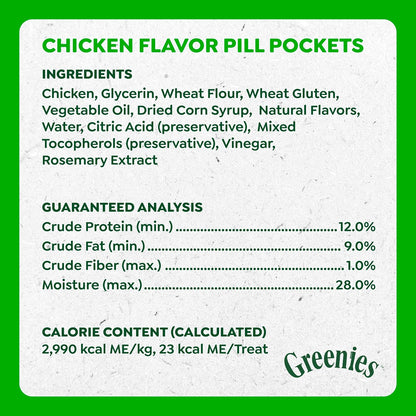 HOTGreenies Pill Pockets Large Size Dog Treats, Chicken, 15.8 oz | Vet-recommended, Capsule size, real chicken flavor, low calorie, stress- and mess-free, natural ingredients, no fillers