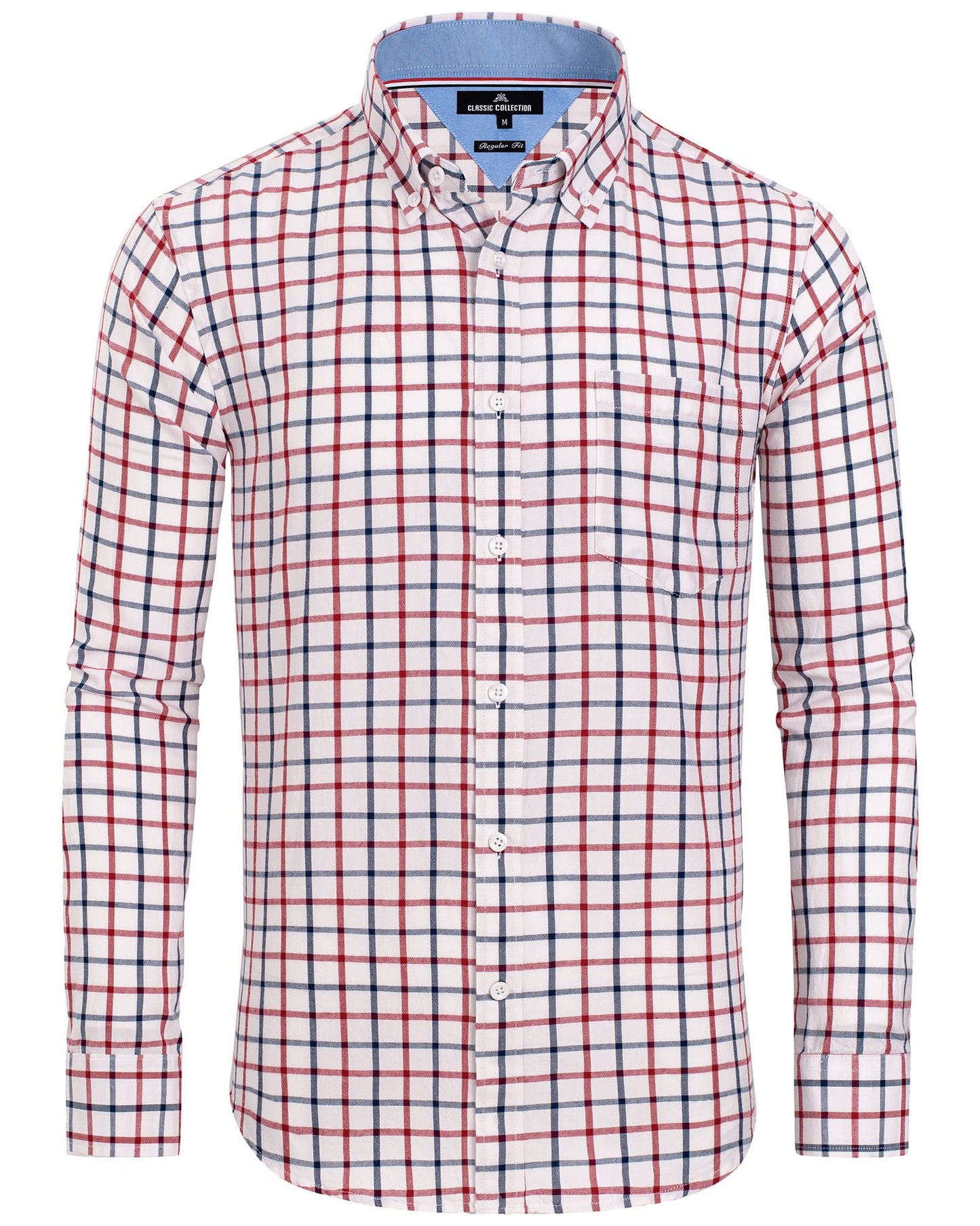 HOTAlimens & Gentle Men's Plaid Button Down Shirts Cotton Long Sleeve Dress Shirts Regular Fit Gingham Shirts