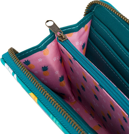 HOTLoungefly Disney Stitch Tropical Print Faux Leather Wallet - Accordion Style & Zip Around