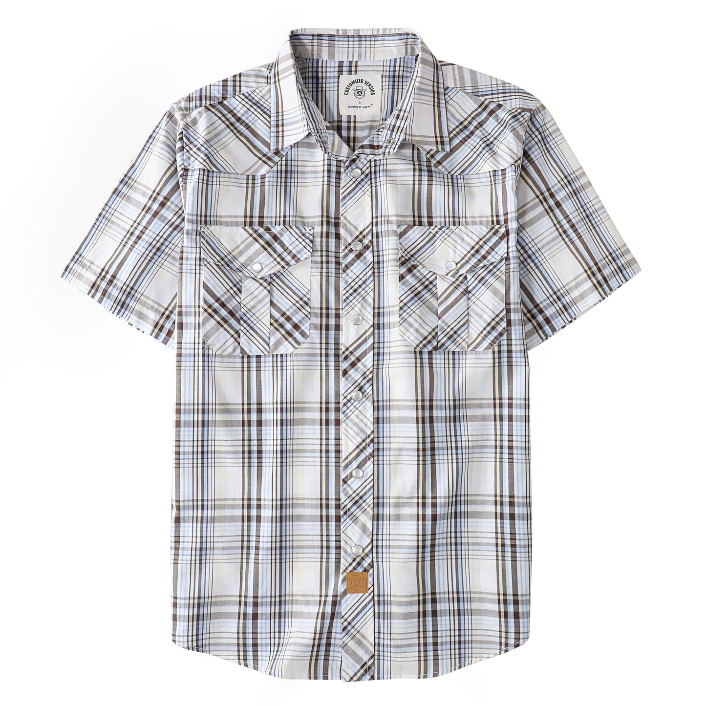 HOTDubinik® Western Shirts for Men Short Sleeve Plaid Pearl Snap Shirts for Men Button Up Shirt Cowboy Casual Work Shirt