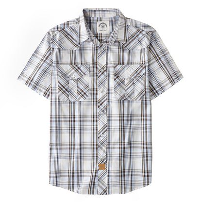 HOTDubinik® Western Shirts for Men Short Sleeve Plaid Pearl Snap Shirts for Men Button Up Shirt Cowboy Casual Work Shirt