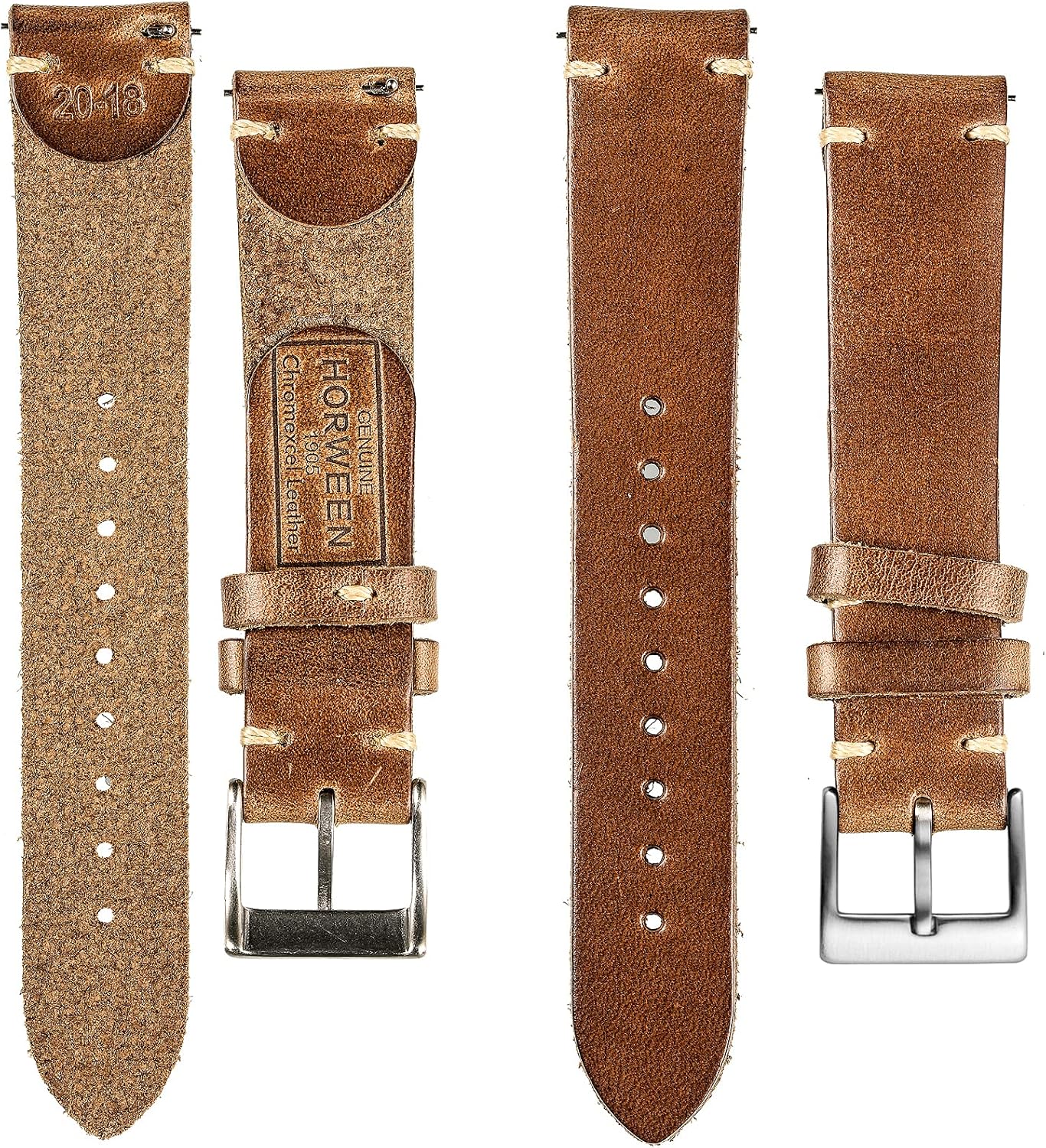 HOThemsut h Leather Watch Bands for Men, Horween Quick Release Leather Watch Strap Vintage Watch Replacement Wrap of 18mm, 20mm, 22mm