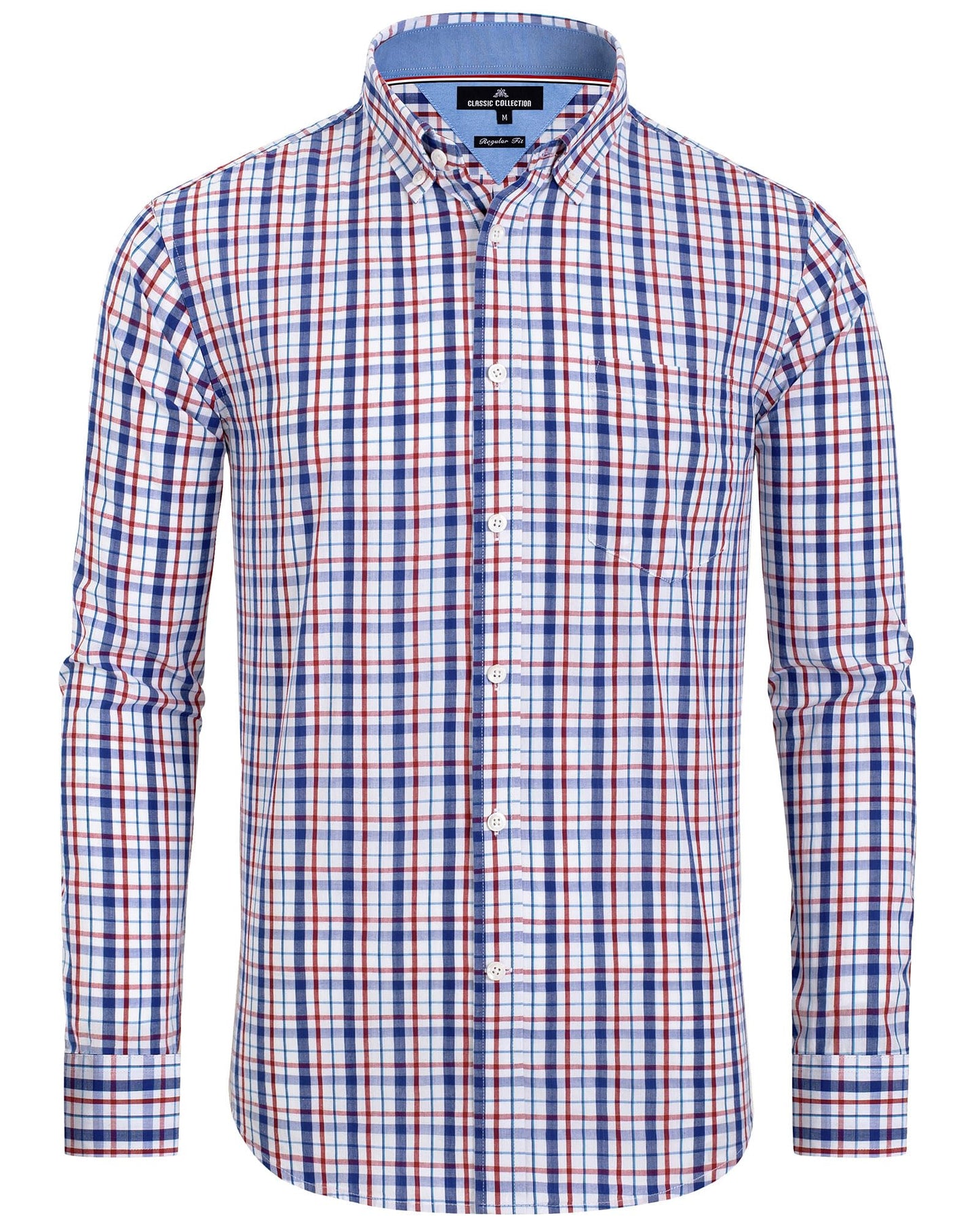 HOTAlimens & Gentle Men's Plaid Button Down Shirts Cotton Long Sleeve Dress Shirts Regular Fit Gingham Shirts