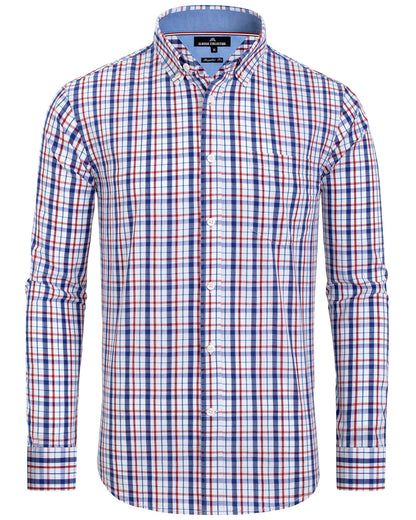 HOTAlimens & Gentle Men's Plaid Button Down Shirts Cotton Long Sleeve Dress Shirts Regular Fit Gingham Shirts