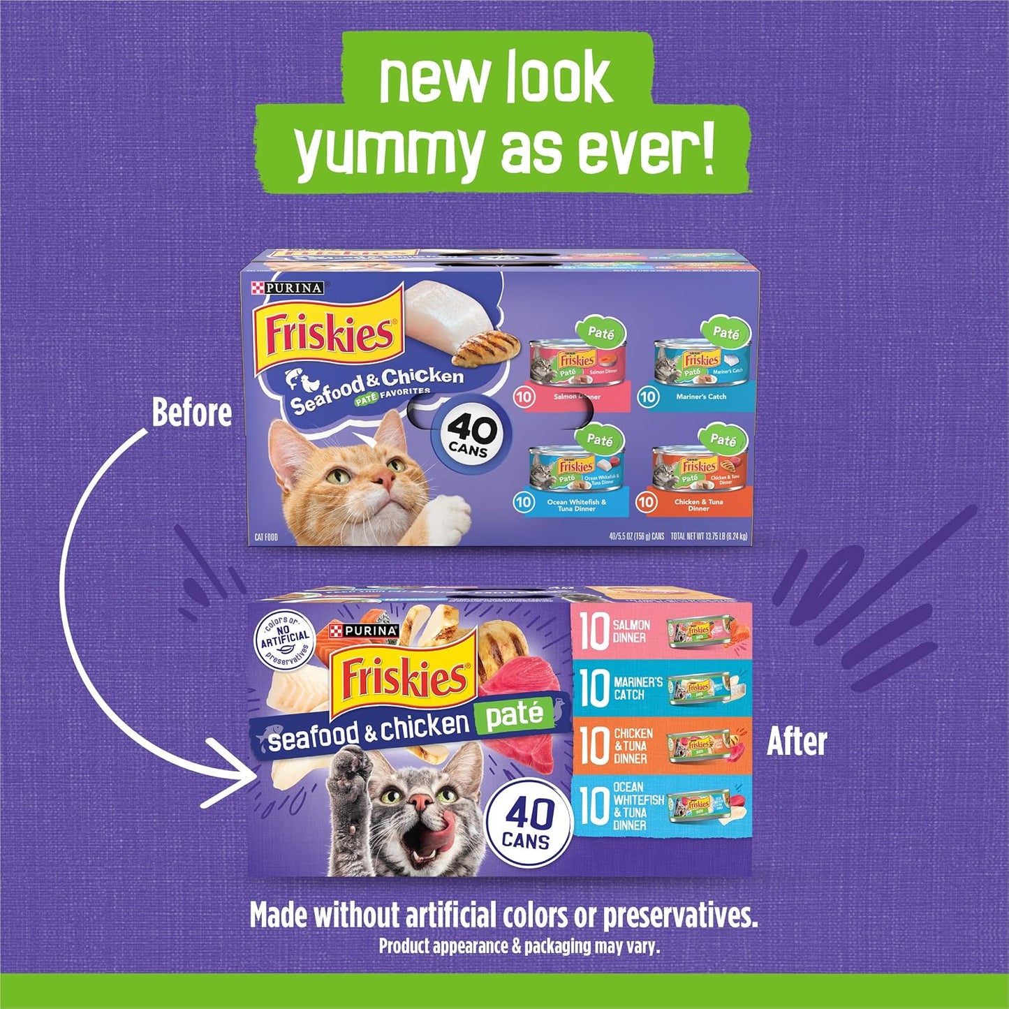 HOTPurina Friskies Pate Wet Cat Food Variety Pack Seafood and Chicken Pate Favorites 40ct VP - (Pack of 40) 5.5 oz. Cans