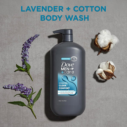 HOTDOVE MEN + CARE Body and Face Wash Hydrating Clean Comfort Men's Body Wash with 24-Hour Nourishing Micromoisture Technology 30 oz