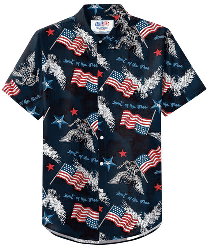 HOTArvilhill Men American Flag Button Shirt 4th of July Short Sleeve Shirts (S-3XL)