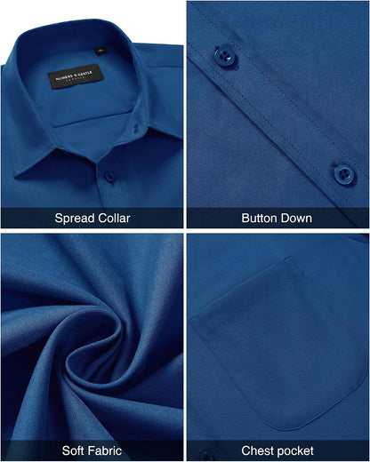 HOTAlimens & Gentle Men's Short Sleeve Dress Shirts Wrinkle Free Untucked Casual Button Down Shirt