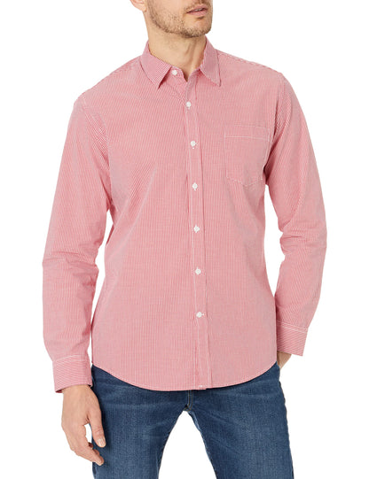 HOTAmazon Essentials Men's Regular-Fit Long-Sleeve Casual Poplin Shirt, Button Front, Business Casual, Collared