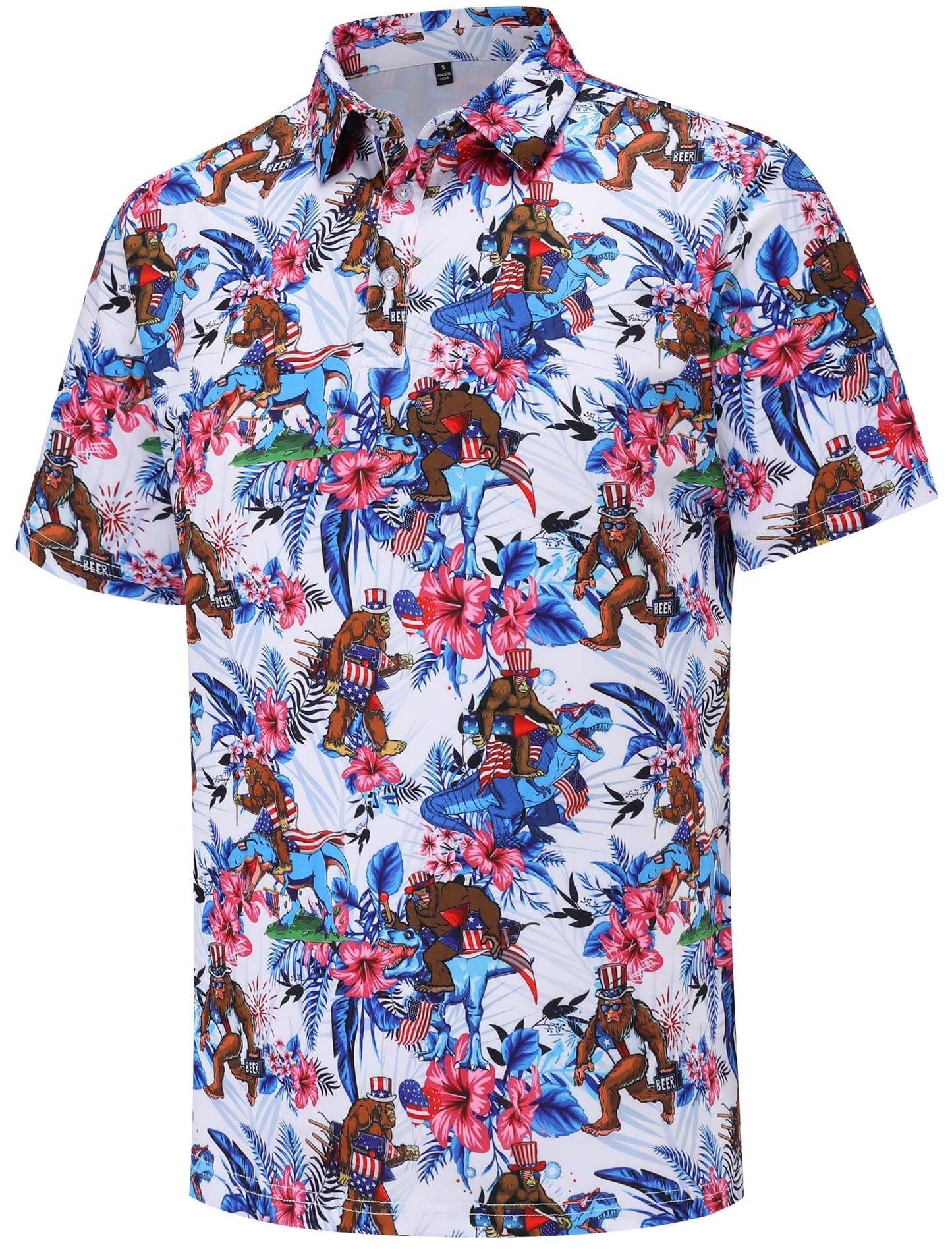 HOTMens Golf Polo Shirts Short Sleeve Performance Moisture Wicking Dry Fit Casual Print Funny Golf Polo Shirts for Men