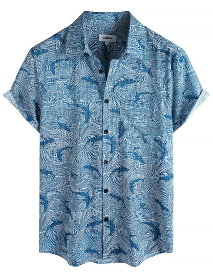 HOTVATPAVE Mens Hawaiian Shirts Casual Summer Short Sleeve Button Down Shirts | Beach, Floral, Front Pocket, Cotton, Tropical, Vacation, Vintage, Printed, Cruise, Collared, Aloha, Party, Reverse Fabric