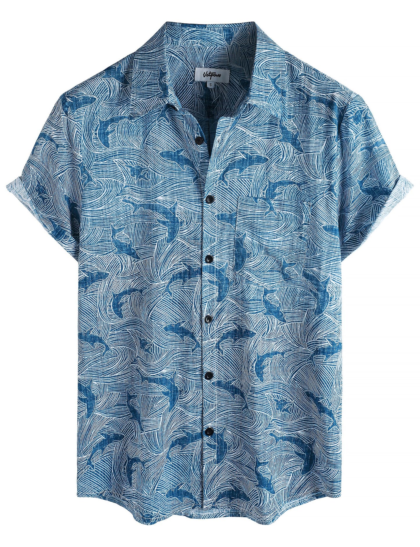 HOTVATPAVE Mens Hawaiian Shirts Casual Summer Short Sleeve Button Down Shirts | Beach, Floral, Front Pocket, Cotton, Tropical, Vacation, Vintage, Printed, Cruise, Collared, Aloha, Party, Reverse Fabric