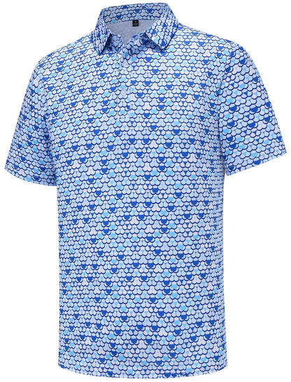 HOTMens Golf Polo Shirts Short Sleeve Performance Moisture Wicking Dry Fit Casual Print Funny Golf Polo Shirts for Men