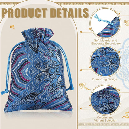 HOTSilTriangle 60 Pcs Chinese Silk Jewelry Pouch Bag Drawstring Coin Purse Embroidered Small Purse Organizer Gift Pouch Colors Value Set