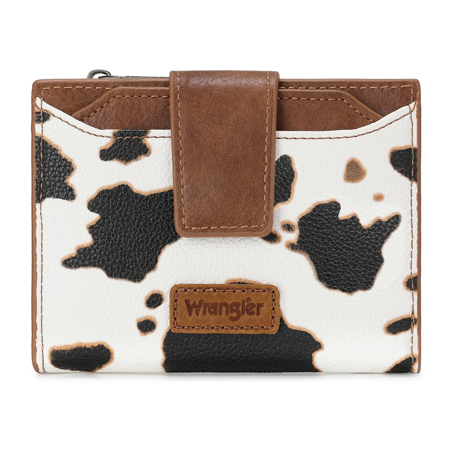 HOTMontana West X Wrangler Small Wallet Woman, Bifold RFID Blocking Wallet Leopard Print Zipper Pocket Wallets with Removable ID Window