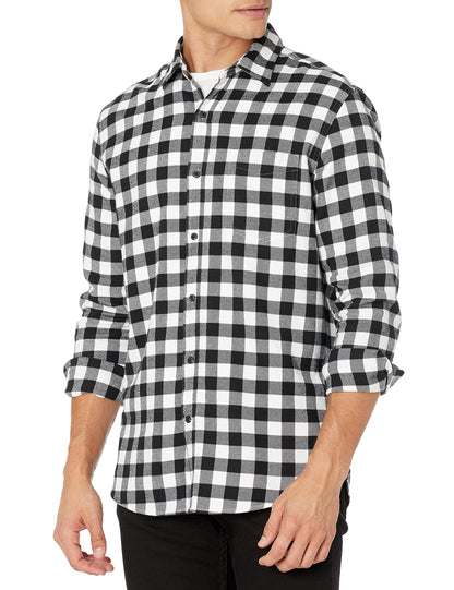 HOTAmazon Essentials Men's Regular Fit Long-Sleeve Flannel Shirt, Soft Brushed Cotton, Lightweight yet Warm