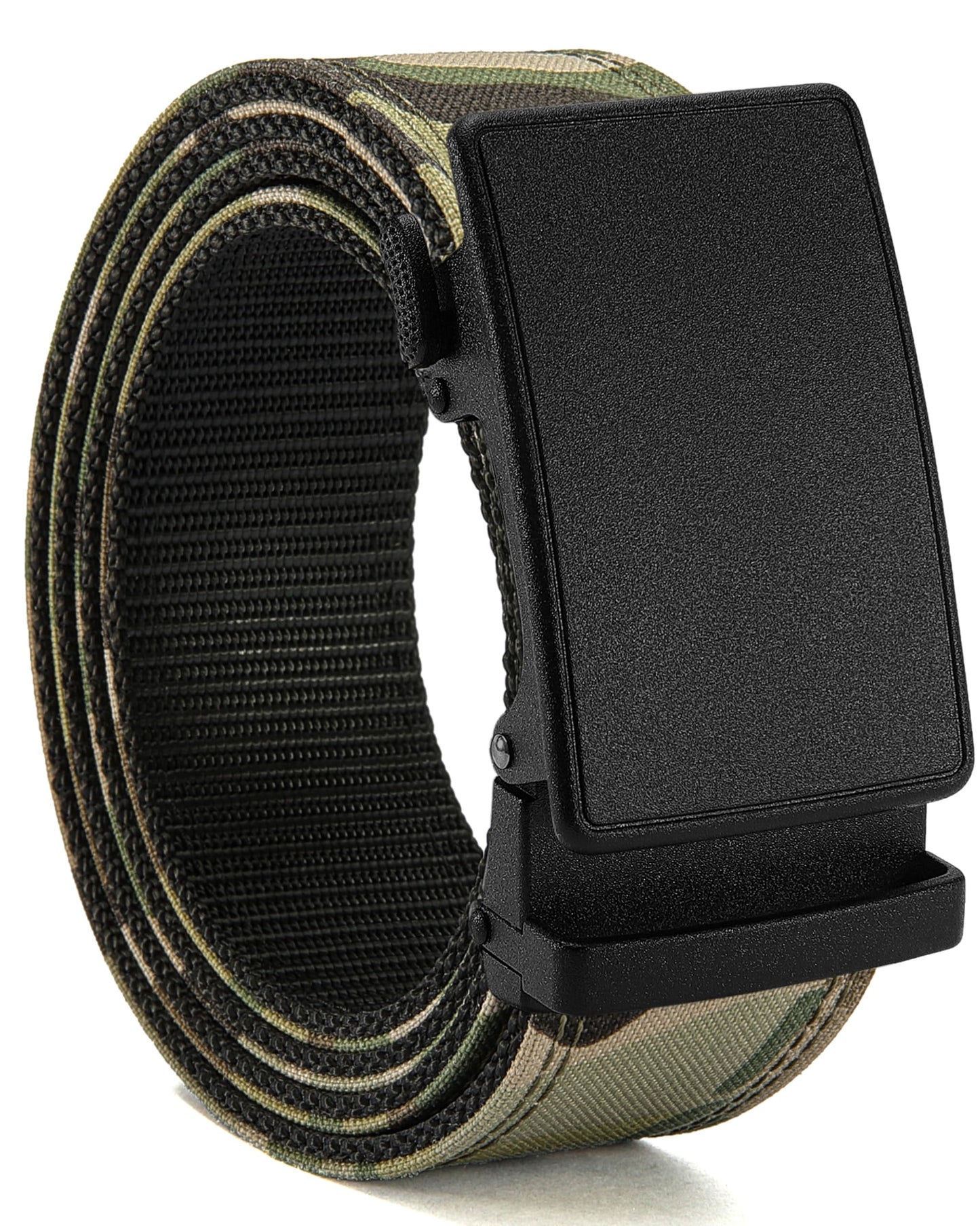 HOTCHAOREN 1.5" Nylon Ratchet Belts for Men - Adjustable Casual Work Belt with Slide Buckle - Trim to Fit