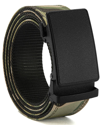 HOTCHAOREN 1.5" Nylon Ratchet Belts for Men - Adjustable Casual Work Belt with Slide Buckle - Trim to Fit