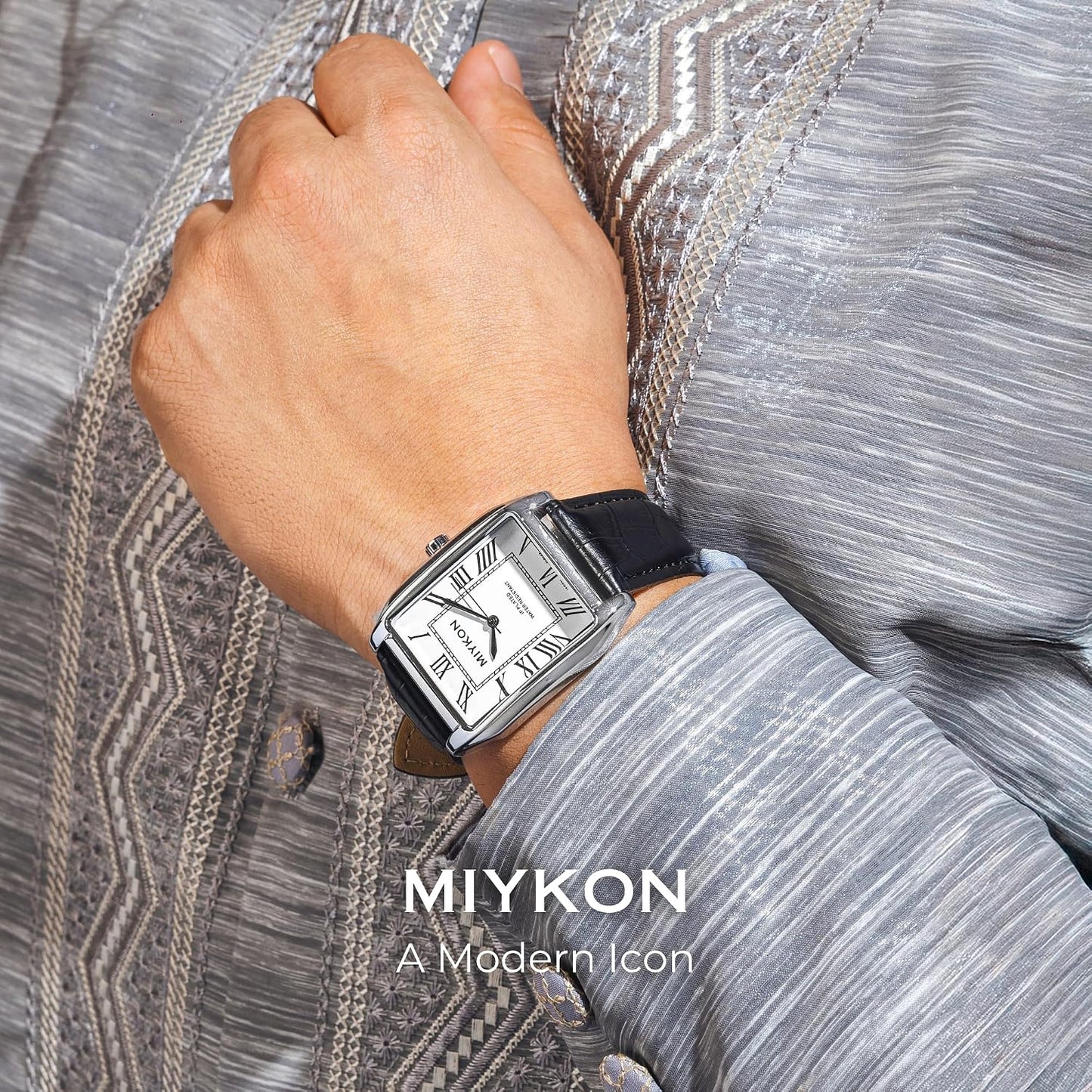 HOTMiykon Vintage Watches for Men – Classic Tank Square Analog Watch with Genuine Leather Wrist Strap, Mens Dress Watches – Japanese Quartz, Waterproof to 100ft