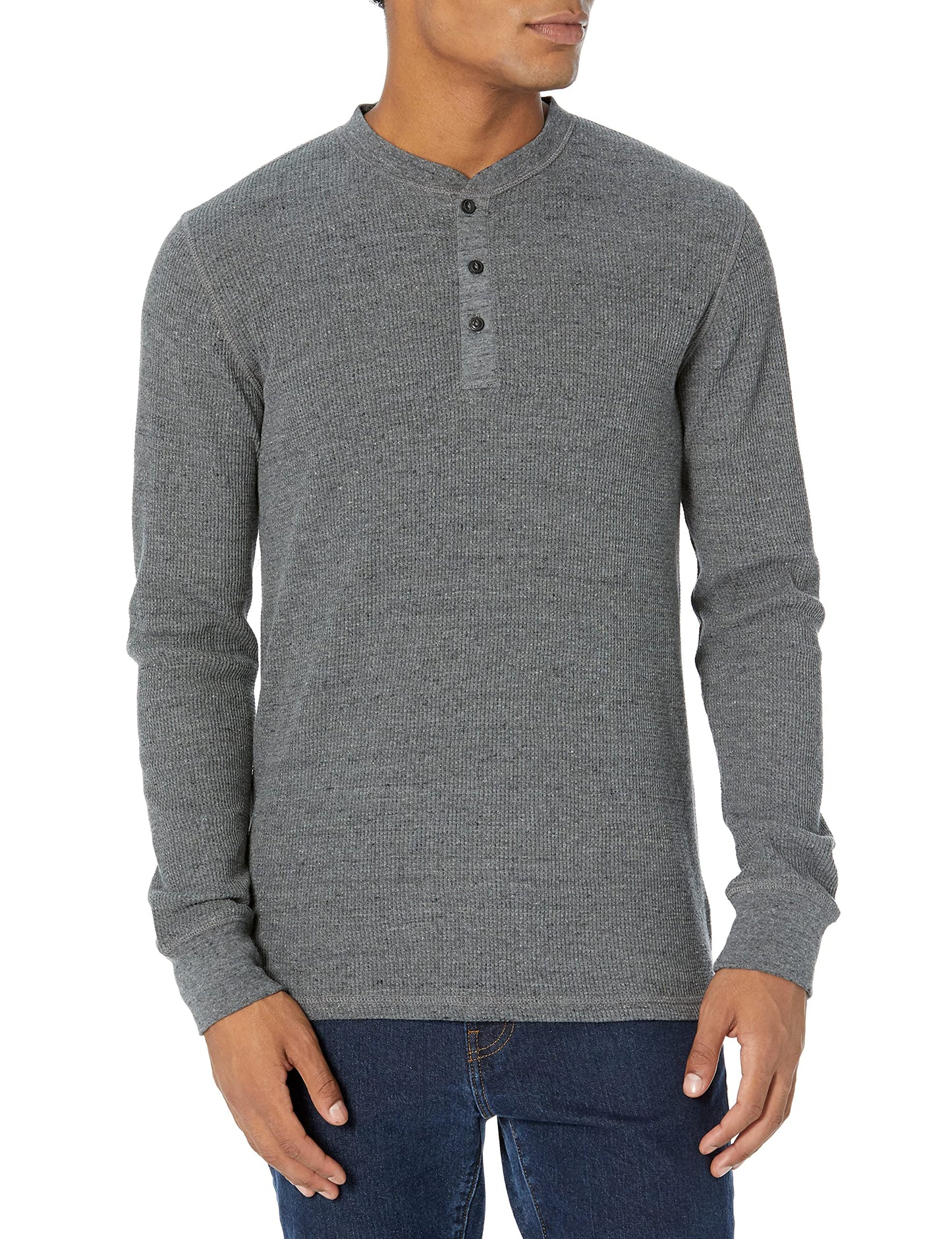 HOTAmazon Essentials Men's Long Sleeve Waffle Henley Shirt