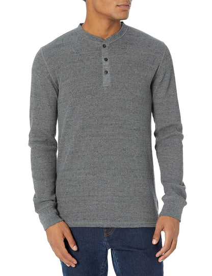 HOTAmazon Essentials Men's Long Sleeve Waffle Henley Shirt