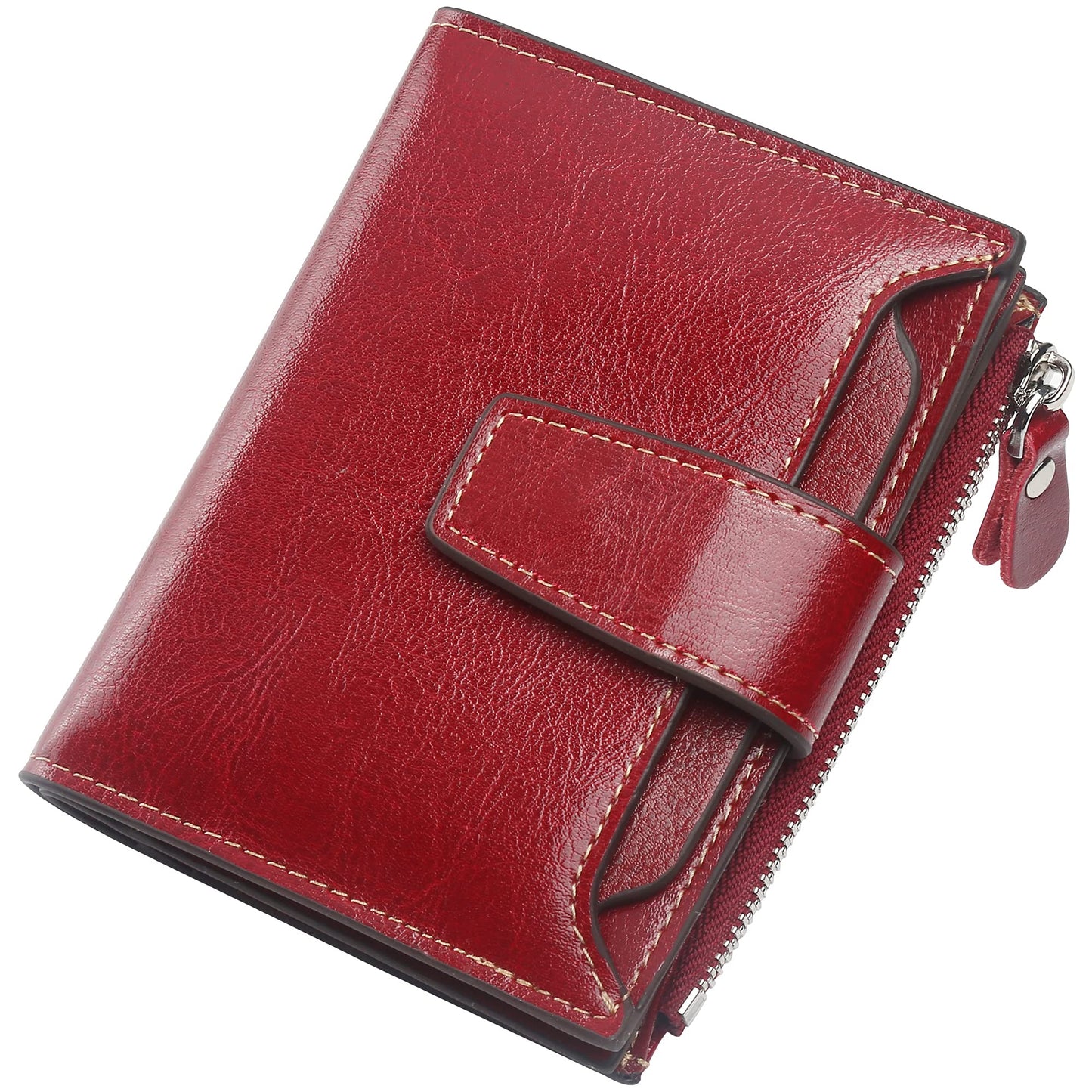 HOTLavemi Small Compact Women Wallet RFID Blocking Genuine Leather Bifold Purse with ID Windows