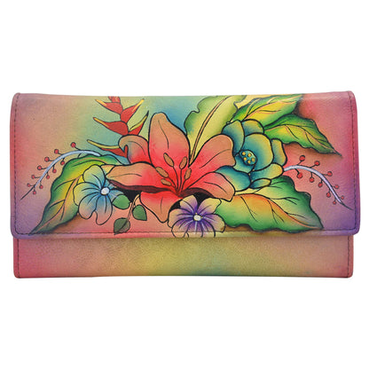 HOTAnna by Anuschka Women's Hand Painted Genuine Leather Multi Pocket Wallet