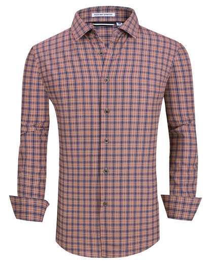 HOTAlex Vando Mens Wrinkle Free 4-Way Stretch Print Business Casual Shirt | Wrinkle resistant, Machine washable, Classic check Pattern, True-to-size cut, Business & Daily, Easy outfit pairing